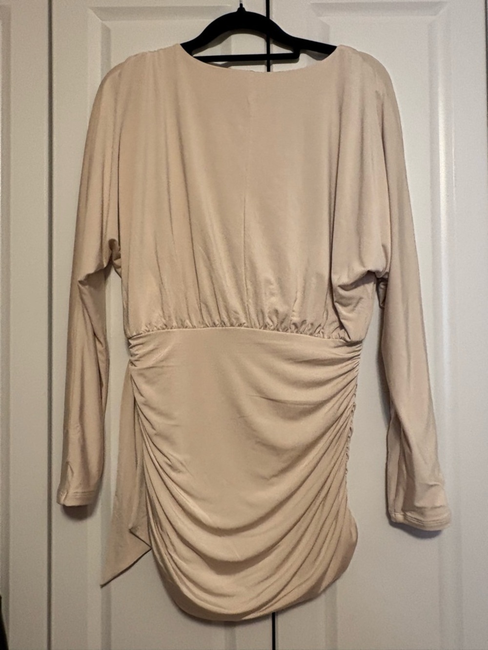 Express Beige Wrap Tunic Top / Mini Dress XS NWT Ruched Side Tie - Picture 3 of 6